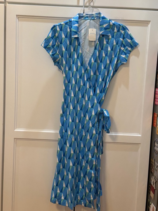 J. McLaughlin Dresses & Skirts - J. McLaughlin Blue Geometric Wrap Midi Dress NWT